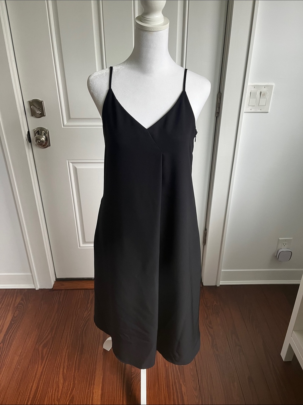 Uniqlo Classic Black Slip Dress with Spaghetti Straps with pockets